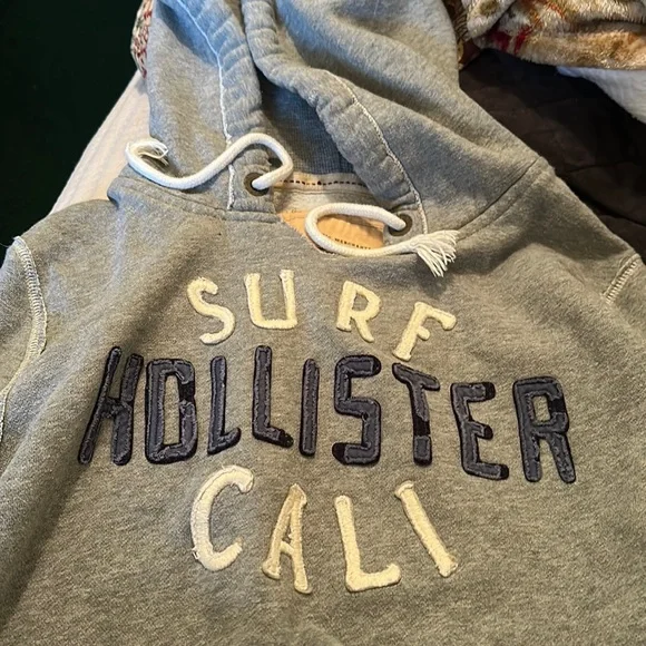 Hollister Surf California Hooded Sweatshirt Mens Size Large L Gray  Embroidered